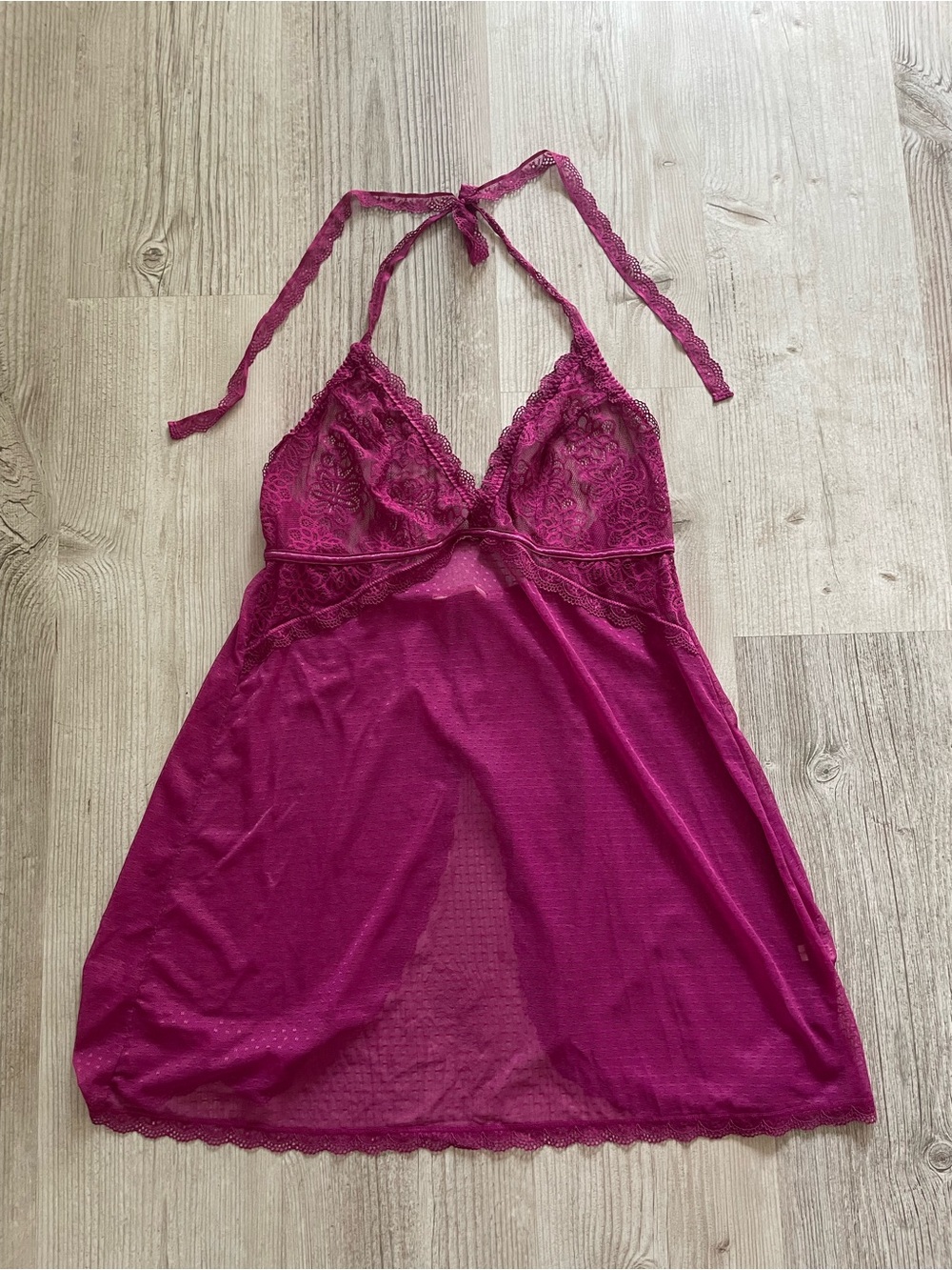 Vintage Burgundy Negligee Lace Alter Top-La vie en Rose-Feminine- size L